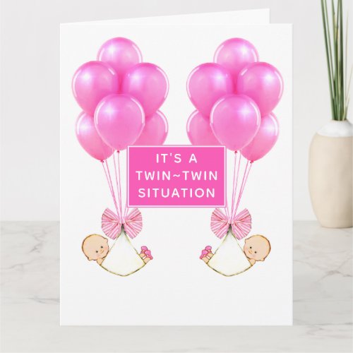 Twin Baby Girls Congrats Card