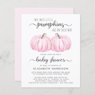 Twin Baby Girls Pumpkin Shower By Mail Invitation
