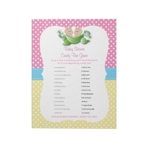 Twin Baby Girls _ Two Peas In A Pod Candy Game Notepad