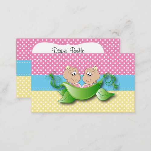 Twin Baby Girls _ Two Peas In A Pod Diaper Raffle Enclosure Card