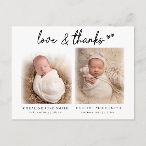 Twin baby photo birth announcements love  thanks