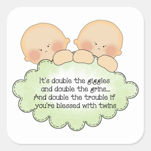 Twin baby poem fun sticker