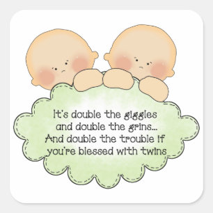 Twin baby poem fun sticker