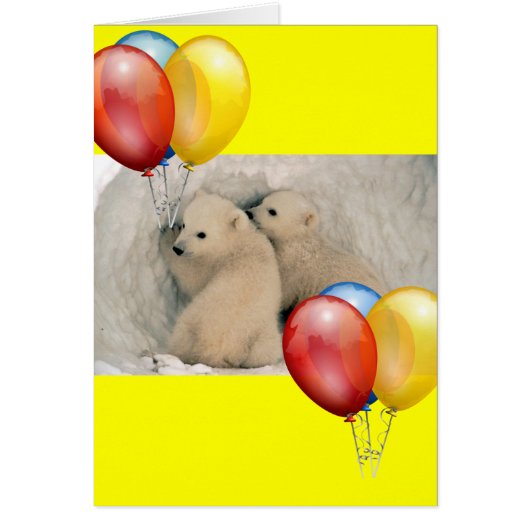 TWIN BABY POLAR BEARS CARDS (Front)