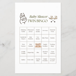Twin Baby Shower Bingo Game – Printable Party Flyer