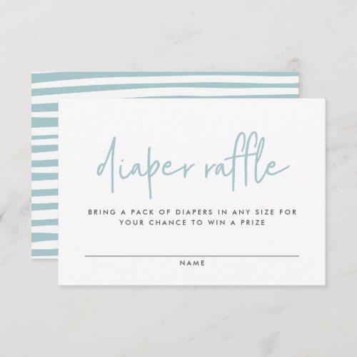 Twin baby shower blue modern diaper raffle enclosure card