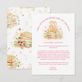 Twin Baby Shower Book Request First Library LPM26 Note Card