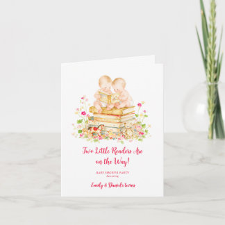 Twin Baby Shower Book Theme First Library LPM26 Invitation