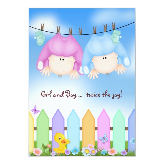 Twin Baby Shower Card Zazzle