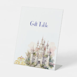 Twin Baby Shower Castle and Carriage Pedestal Sign