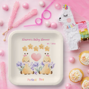 Twin Baby Shower Cute Giraffe Baby Shower Paper Plates