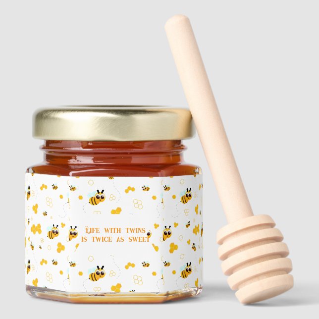 Twin Baby Shower Honey Favor Honey Jar Favors (Front)