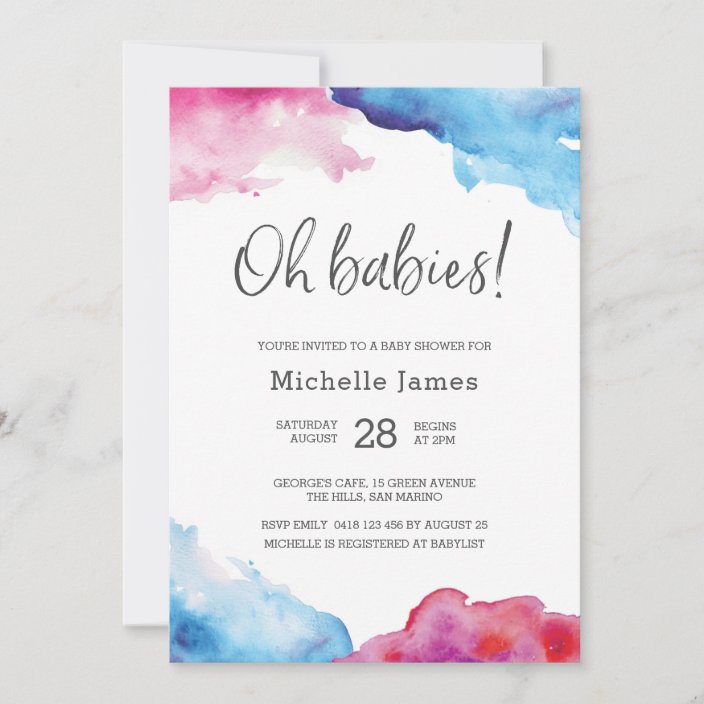 Twin Baby Shower Invitation Blue And Pink Zazzle Com