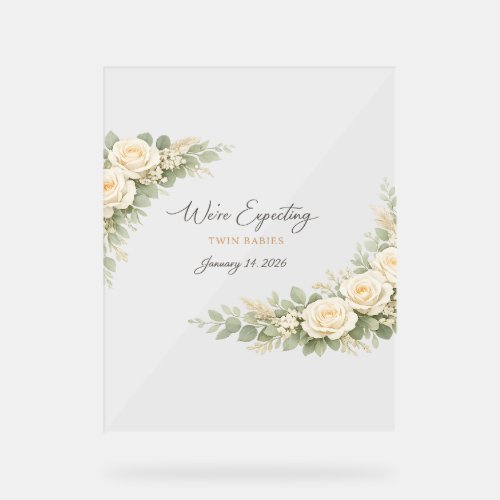 Twin Baby Shower Invitation Botanical Greenery Flo
