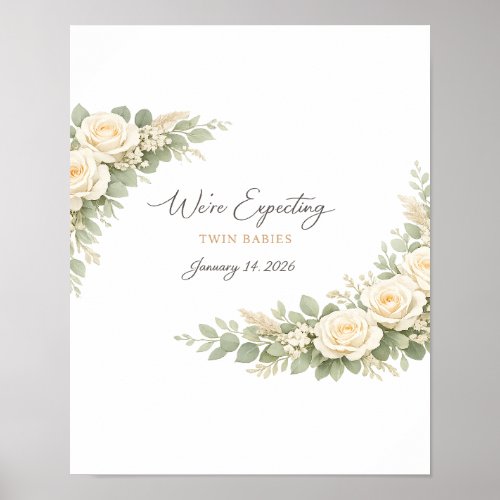 Twin Baby Shower Invitation Botanical Greenery Flo