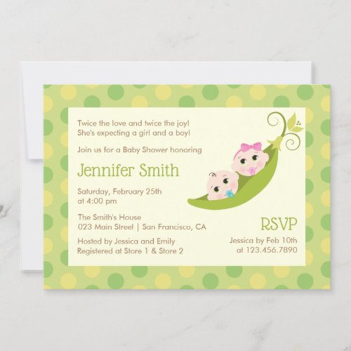 Twin Baby Shower Invitation Two Peas In A Pod