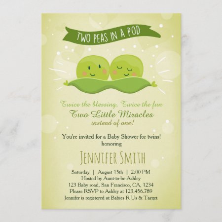 Twin Baby Shower Invitation Two Peas In A Pod