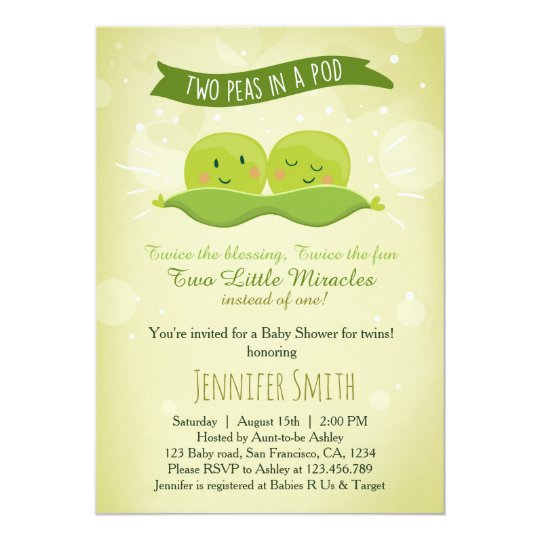 Twin Baby Shower Invitation Two Peas In A Pod Zazzle