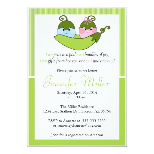 2 Peas In A Pod Baby Shower Invitations 7