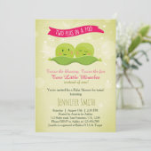 Twin Baby Shower Invitation Two Peas In A Pod Pink (Standing Front)