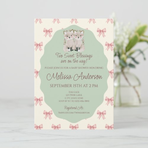 Twin Baby Shower Invitation Two Sweet Blessings