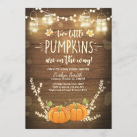 Twin Baby Shower invite Little Pumpkins Fall Twins