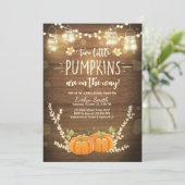 Twin Baby Shower invite Little Pumpkins Fall Twins (Standing Front)