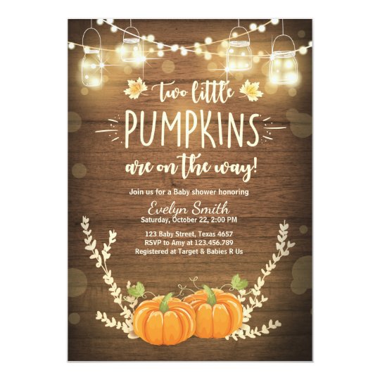 twin baby shower invite little pumpkins fall twins zazzle com