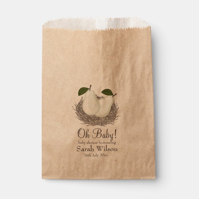 Twin Baby Shower Pear Favor Bag (Front)