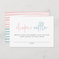 Twin baby shower pink blue modern diaper raffle enclosure card