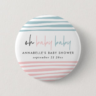 Twin baby shower pink blue modern typography party button