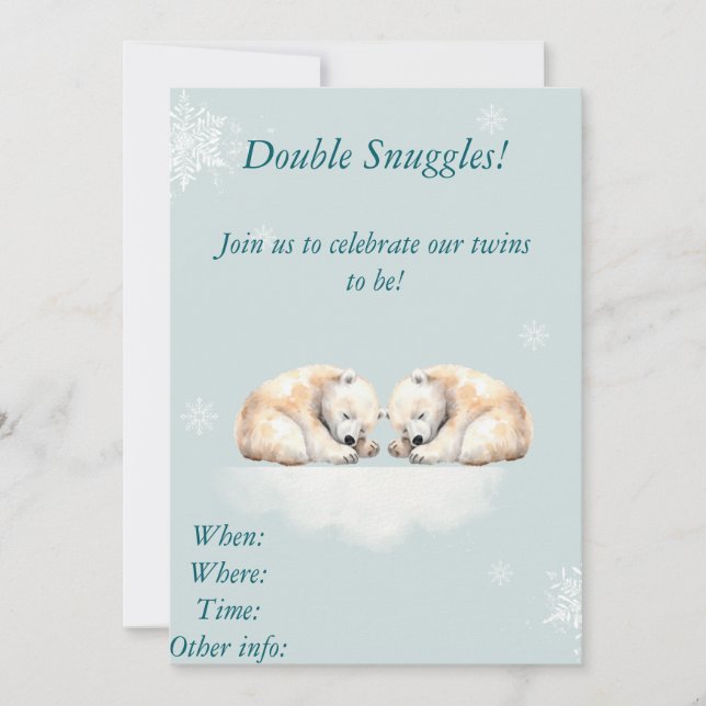 Twin Baby Shower Polar Bear Design Invitation (Front)