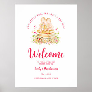 Twin Baby Shower Storybook Welcome LPM26 Poster