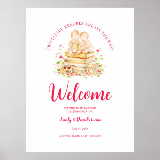 Twin Baby Shower Storybook Welcome LPM26 Poster