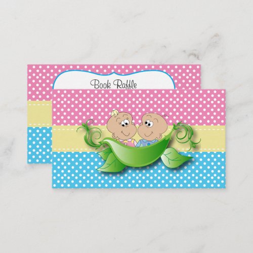 Twin Baby Shower _ Two Peas In A Pod Book Raffle Enclosure Card