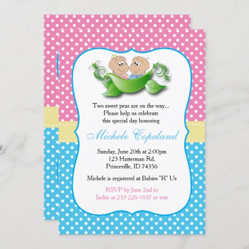 Twin Baby Shower _ Two Peas In A Pod Invitation