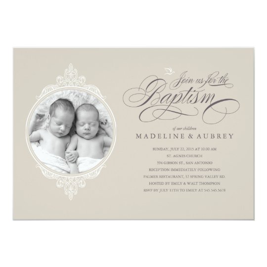 twin baptism photo invitations zazzle com
