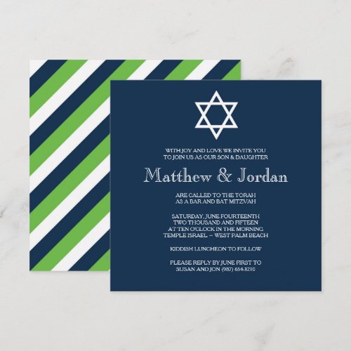 Twin Bar Mitzvah Invitation - Modern