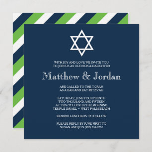 Twin Bar Mitzvah Invitation - Modern
