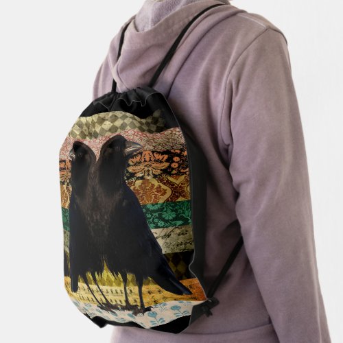 Twin Beaks Art Drawstring Bag