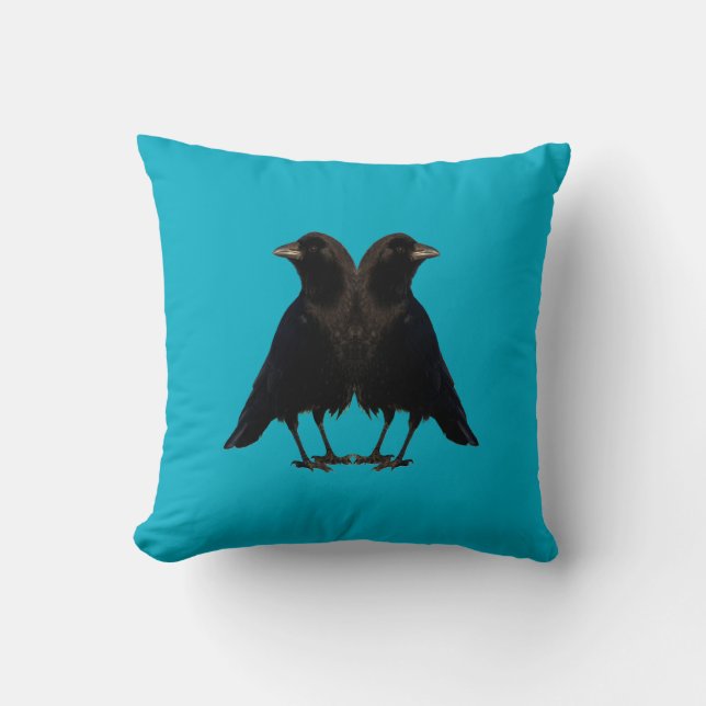 Twin Beaks Crows Throw Pillow (Front)
