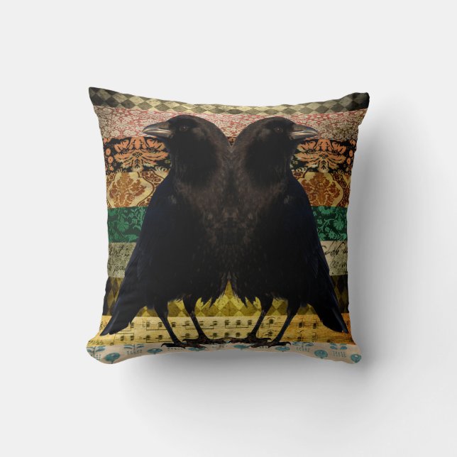 Twin Beaks On Damask Throw Pillow (Front)
