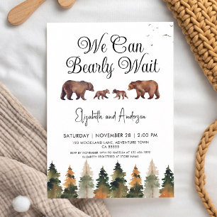 Twin Bear We Can Bearly Wait Woodland Invitation