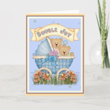 Twin Bears Baby Carriage Card by RainbowCards at Zazzle