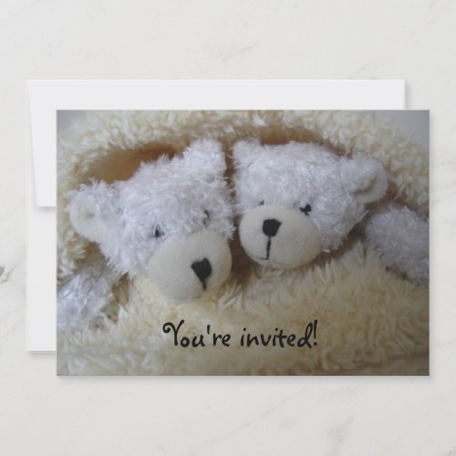 Twin bears baby shower invitation