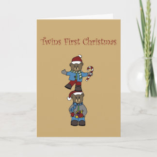 Twin bears stacked holiday card