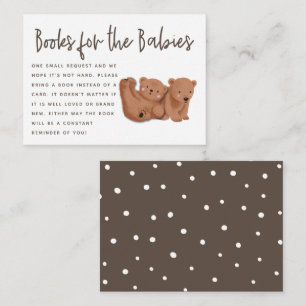 Twin Bears Theme Baby Shower Book Request Enclosur Enclosure Card