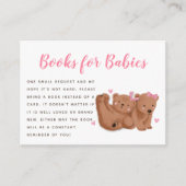 Twin Bears Theme Girls Baby Shower Book Request Enclosure Card (Front)