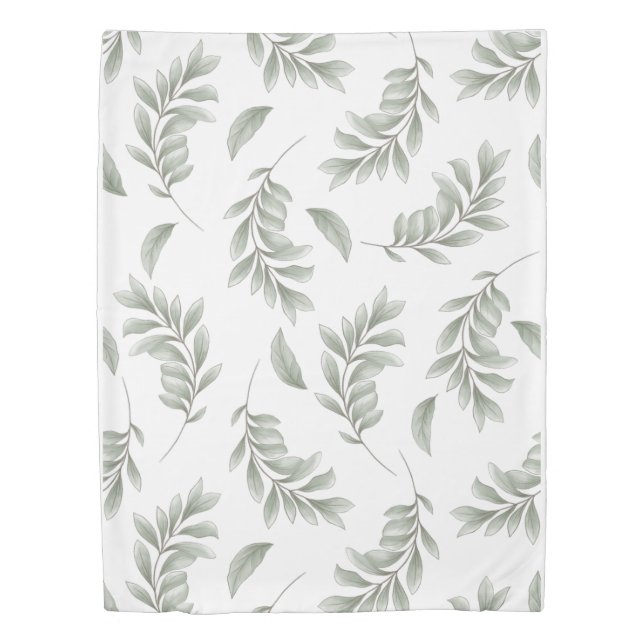 Twin Bed Botanical Sage Green Duvet Cover (Front)