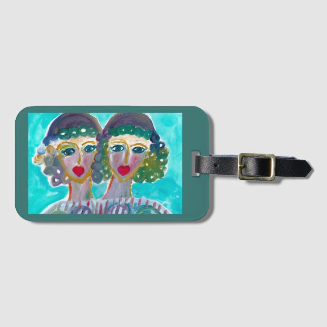 Twin best friends Acrylic Luggage Tag (Front Horizontal)